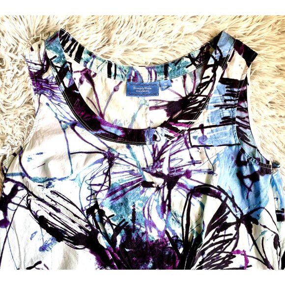 Simply Vera by Vera Wang Women's Sleeveless Blue Tie Dye Tunic Top Size M. - Picture 3 of 6